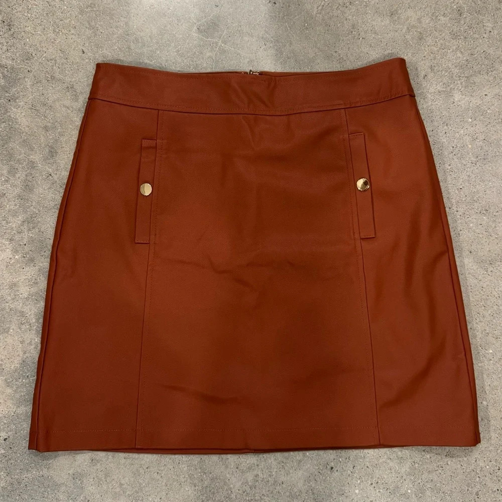 LOFT ANN TAYLOR Faux Leather Skirt Brown